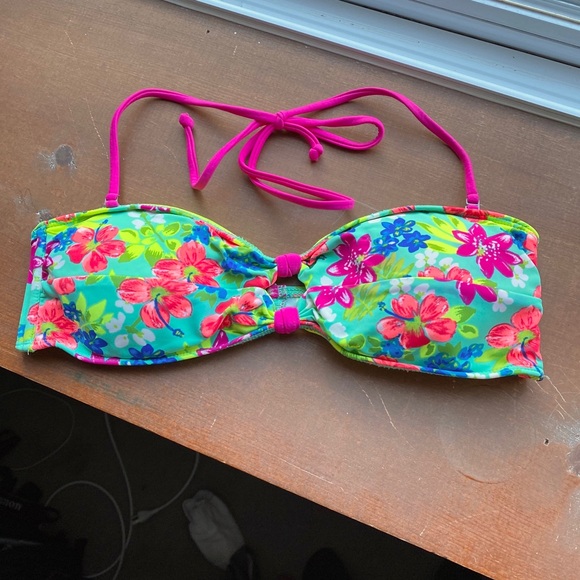 Bright Floral Bandeau Swim Top - Picture 1 of 3